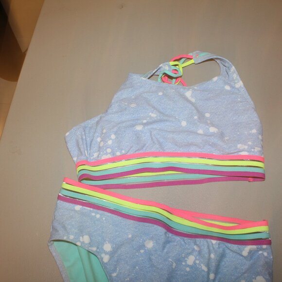 Multi Color 2 Pcs Justice Bikni Swimsuit size 16 - Picture 2 of 10